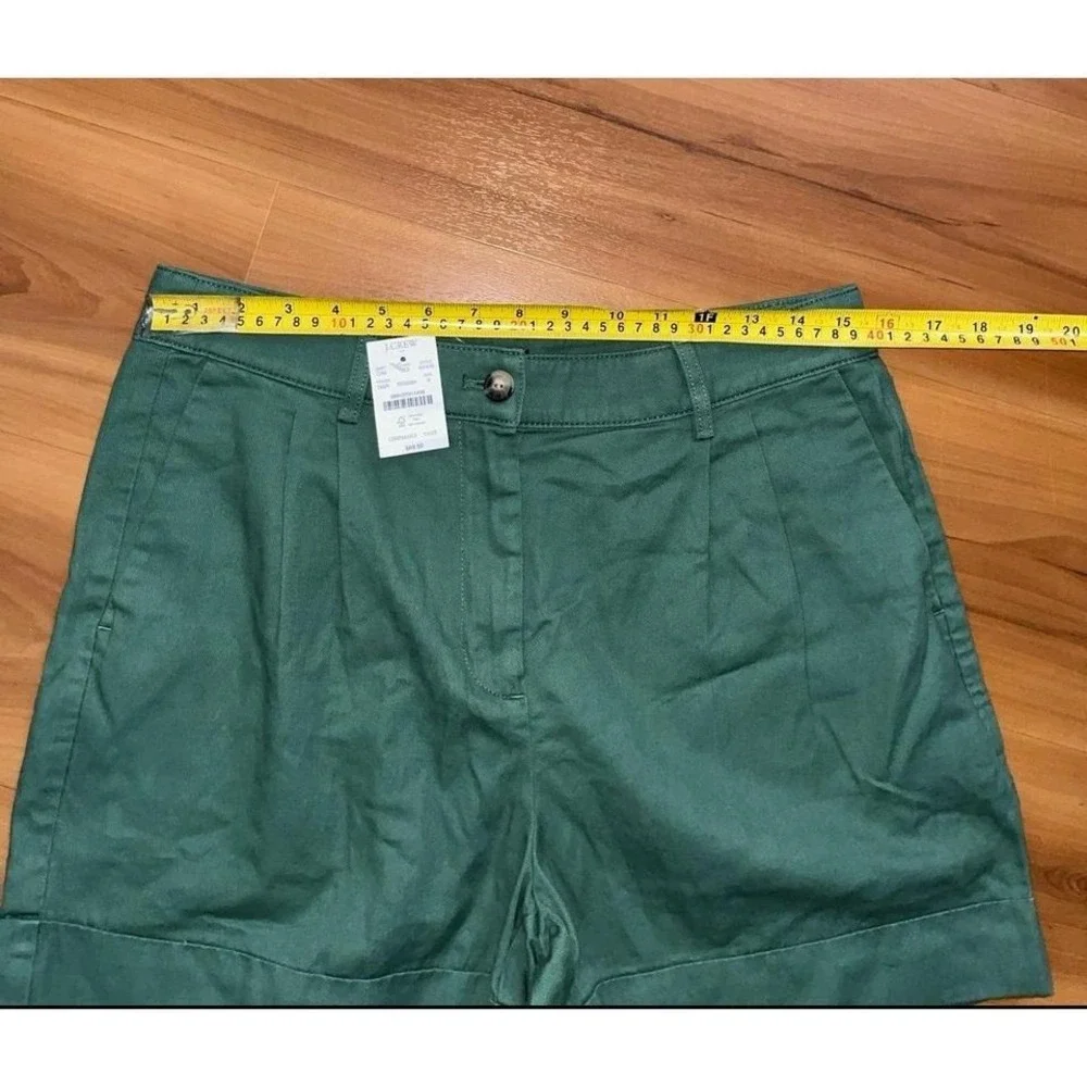Womens  NWT J.Crew Factory Pleated Green‎ Casual Cotton Chino Shorts